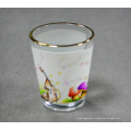 2 Oz Whiskey Shot Glass; (Set of 4) Shot Glasses with golden rim and sublimation printing.